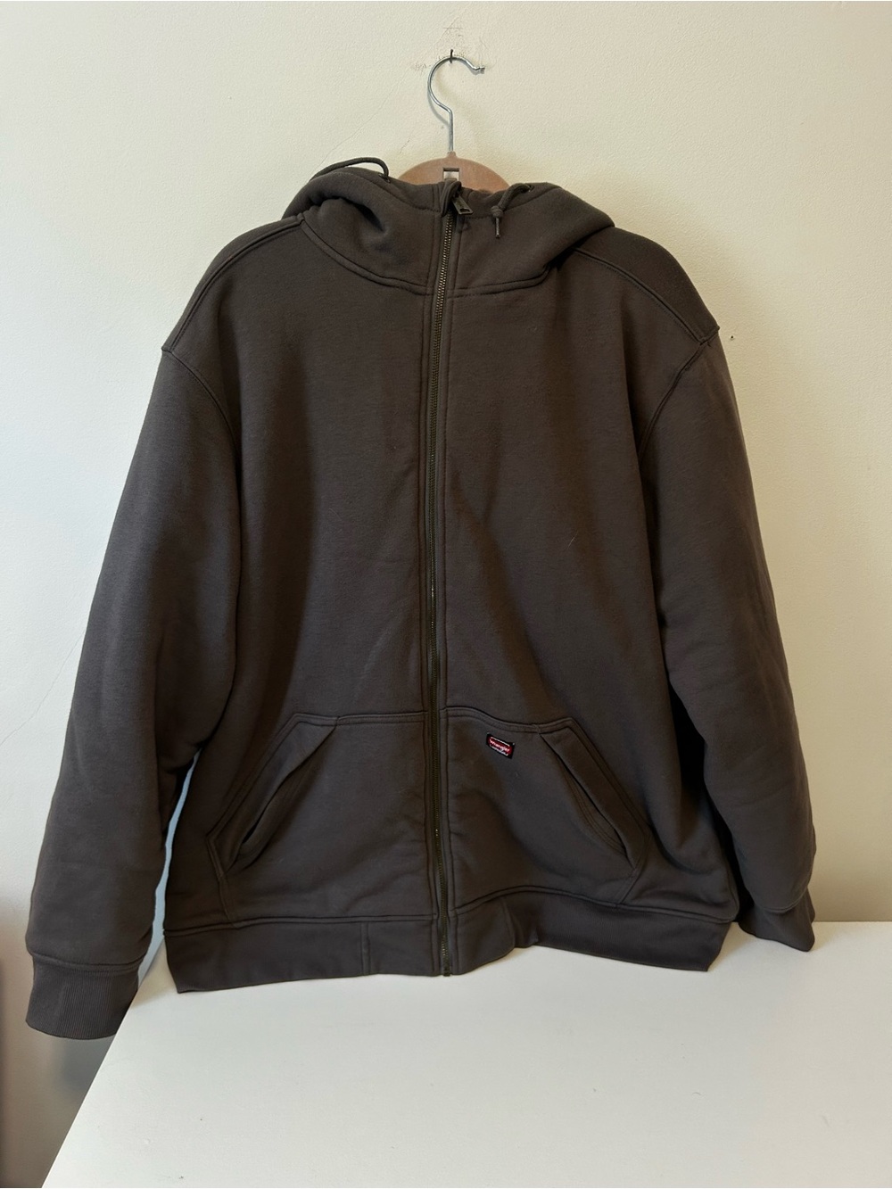Wrangler Dark Brown Full-Zip Workwear Hoodie Jacket